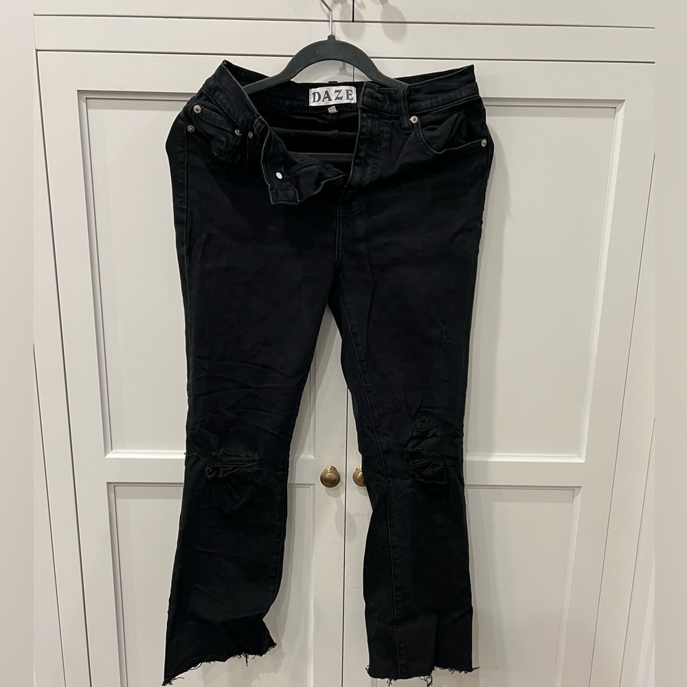 Black Ripped Daze Jeans - straight leg - size 27 - barely worn